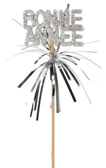 Bijsteker 50cm Bonne Annee 8cm 250 per doos (10x25) - zilver