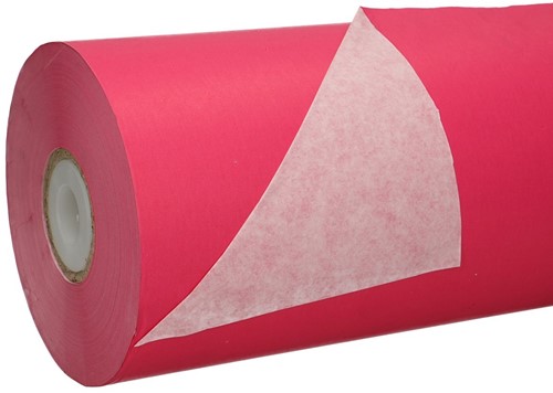 Papier rol 50 cm wit gestreept kraftpapier  50g 10kg - d.roze
