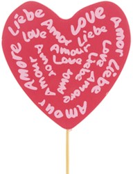 Bijsteker 10cm Love language 8cm verpakt per 250 stuks (10x25)- rood