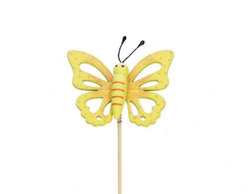 Bijsteker 12cm Vlinder 7.2*5.8cm verpakt per 250 stuks  - geel