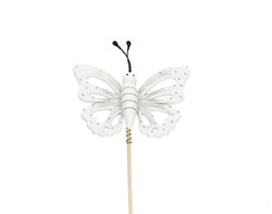 Bijsteker 12cm Vlinder 7.2*5.8cm verpakt per 250 stuks  - wit