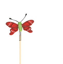 Bijsteker 12cm Vlinder Spring 5*6cm verpakt per 250 stuks  - rood