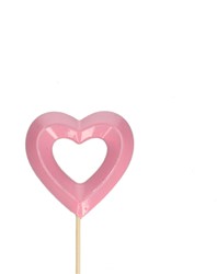 Bijsteker 12cm Hart open 7,5cm verpakt per 250 stuks  - roze