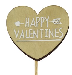 Bijsteker 15cm Hart Happy Valentines 6*6.2cm verpakt per 250 stuks - naturel