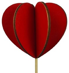 Bijsteker 12cm Hart Kizz  7cm  verpakt per 250 stuks  - rood